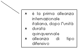 Line Callout 2: û	è la prima alleanza internazionale italiana, dopo l'unità
û	durata quinquennale
û	alleanza di tipo difensivo 
