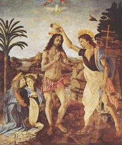 Andrea del Verrocchio e Leonardo da Vinci, Battesimo di Cristo, Firenze, Uffizi