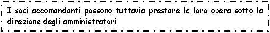 Text Box: I soci accomandanti possono tuttavia prestare la loro opera sotto la direzione degli amministratori 
