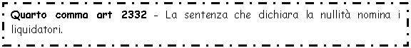 Text Box: Quarto comma art 2332 - La sentenza che dichiara la nullità nomina i liquidatori.

