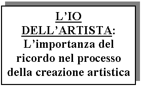 Flowchart: Process: L'IO DELL'ARTISTA:
L'importanza del ricordo nel processo della creazione artistica
